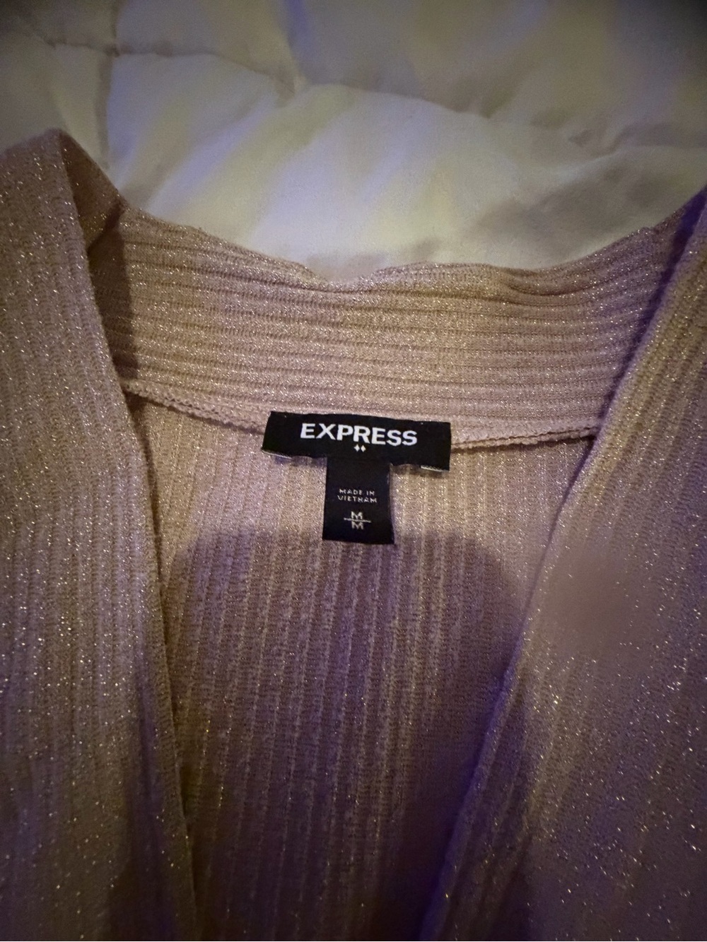 Express Metallic  gold shimmer Wrap Knit  cropTop - Tan - Picture 6 of 8